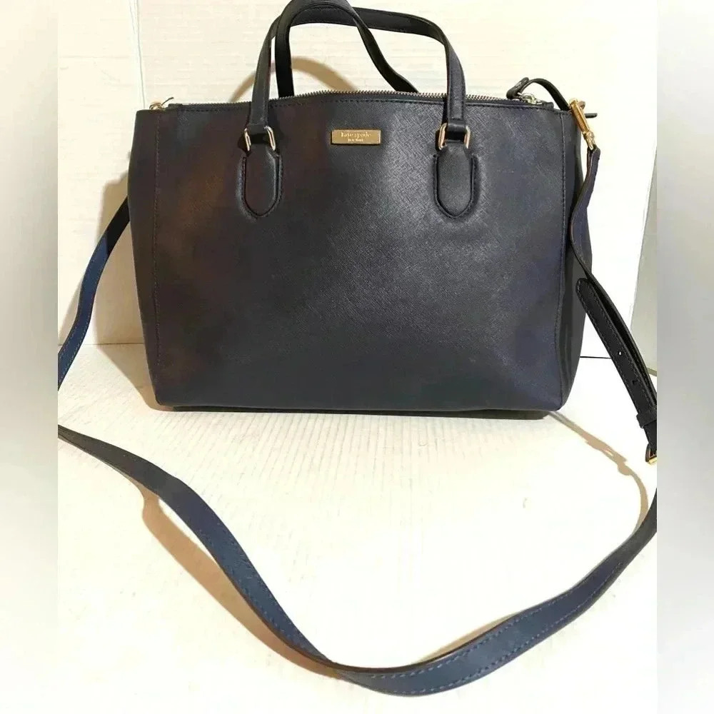 Kate spade blue saffiano leather satchel handbag